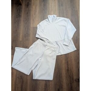 Haven Well Within Lounge Set Womens Small Gray Ribbed Sweater Wide Leg Pants